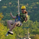 Man using the zipline